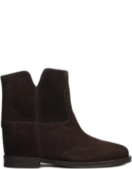 Via Roma 15 Ankle Boots Inside Wedge In Dark Brown Suede