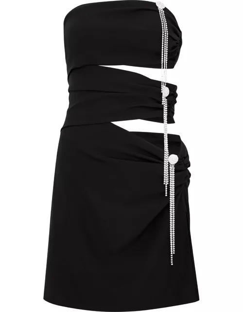Black cut-out stretch-silk mini dress