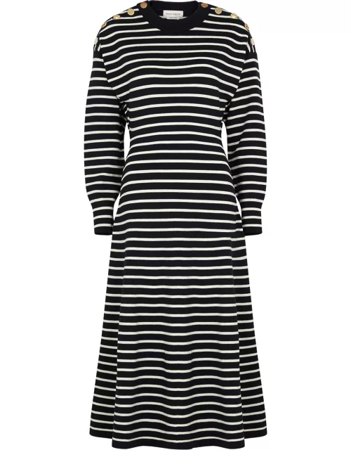Striped wool-blend midi dress