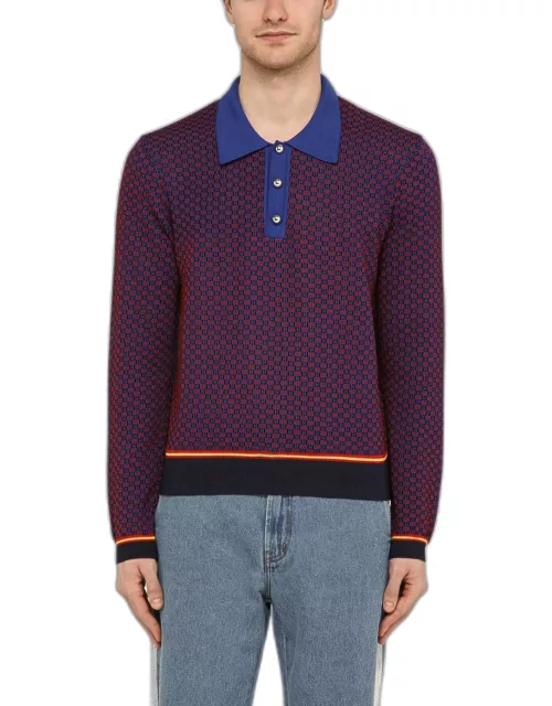 Wales Bonner Red/blue/purple Jacquard Long-sleeved Polo Shirt
