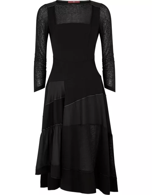 Flippancy black panelled midi dress
