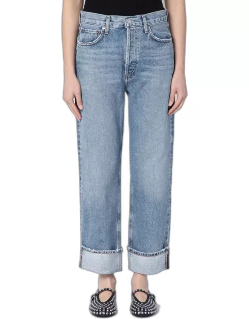 AGOLDE Light Blue Fran Jeans In Organic Denim With Turn-up