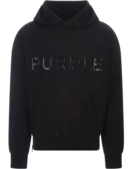 Purple Brand Black Hoodie With Shiny Logo