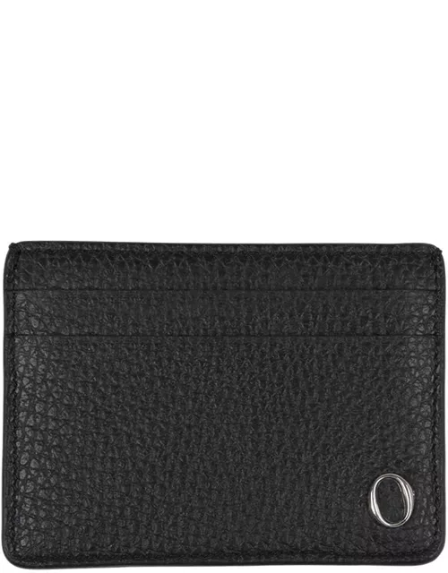 Orciani Black Grained Leather Card Holder With Logo