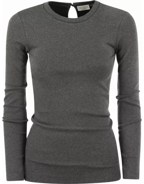 Brunello Cucinelli Ribbed Stretch Cotton Jersey T-shirt With Jewellery