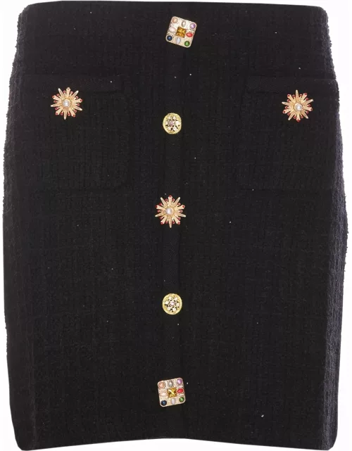 self-portrait Jewel Button Knitted Mini Skirt