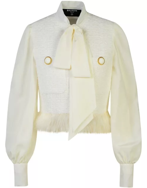 Balmain White Cotton Blend Jacket