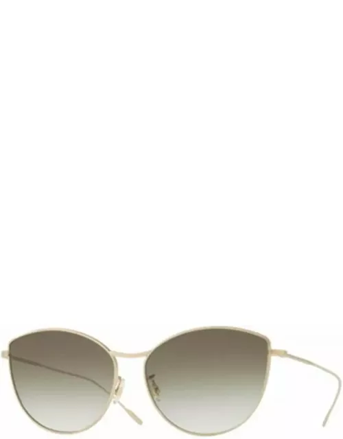 Rayette Vintage-Inspired Metal Cat-Eye Sunglasses, Gold
