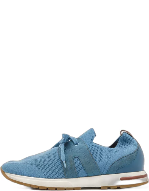 Loro Piana Blue Knit Fabric 360LP Flexy Walker Sneaker