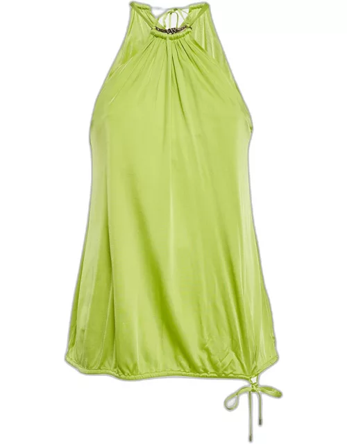 Roberto Cavalli Fluorescent Green Jersey Shoulder Strap Top
