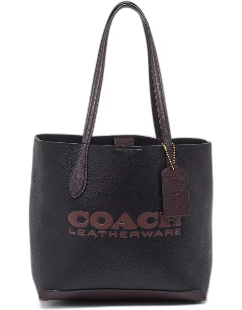 Coach Black/Burgundy Leather Kia Tote