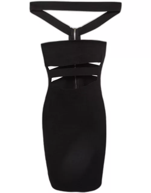 Balmain Black Stretch Knit Cut-Out Bodycon Mini Dress