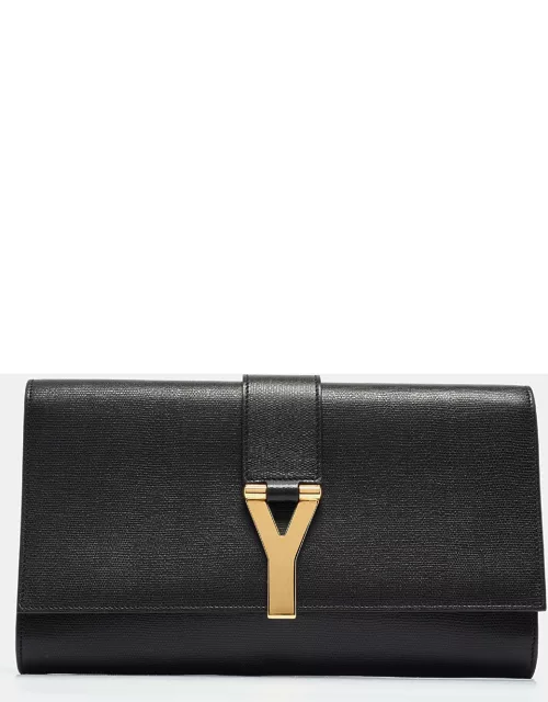Yves Saint Laurent Black Leather Large Chyc Clutch