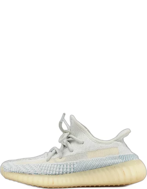 Yeezy x Adidas White/Green Knit Fabric Boost 350 V2 Cloud White Non Reflective Sneaker