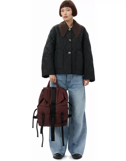 GANNI Burgundy Tech Backpack in Brown Polyester Women'