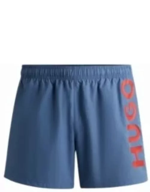 Fully lined swim shorts with vertical logo- Blue Men's Swim Short