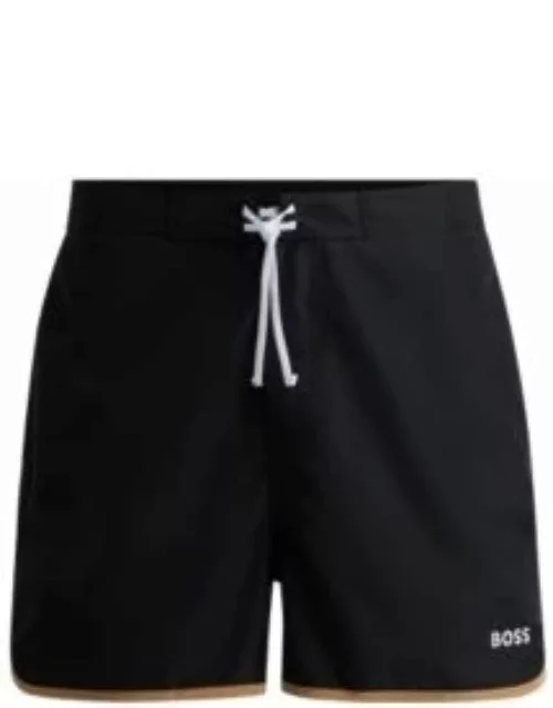 Logo-embroidered quick-dry swim shorts with contrast details- Black Men's Swim Short