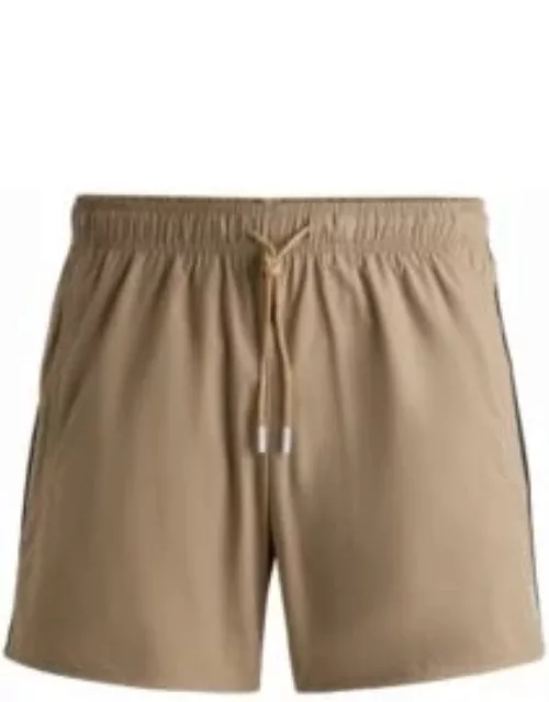 Fully lined swim shorts with signature stripe- Khaki Men's Swim Short