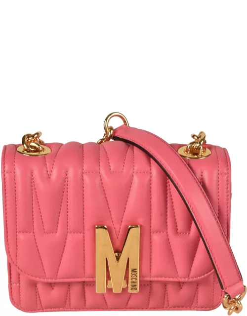 Moschino Logo Plaque Quilted Shoulder Bag