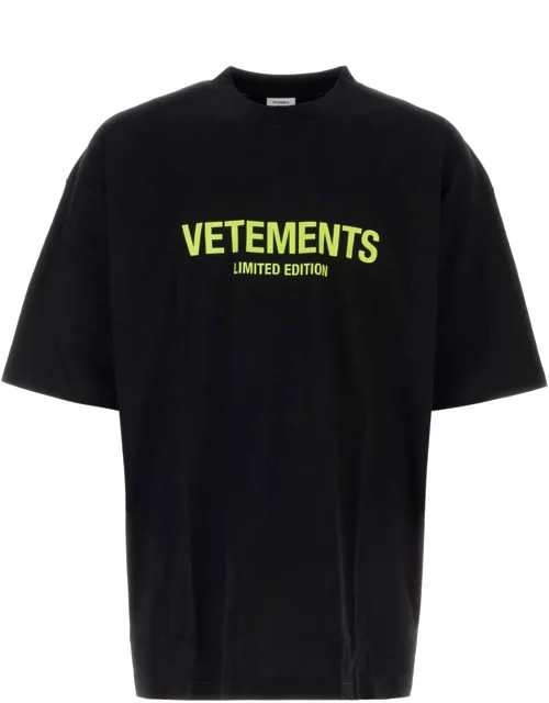 VETEMENTS Black Cotton T-shirt