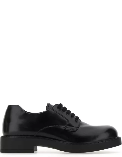 Prada Black Leather Lace-up Shoe