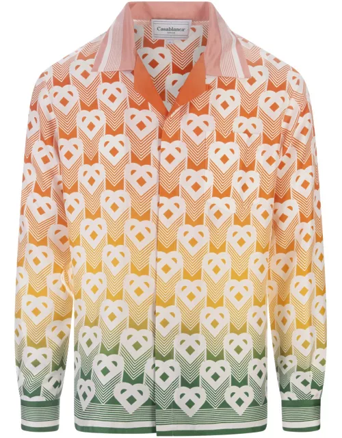 Casablanca Gradient Heart Monogram Silk Shirt