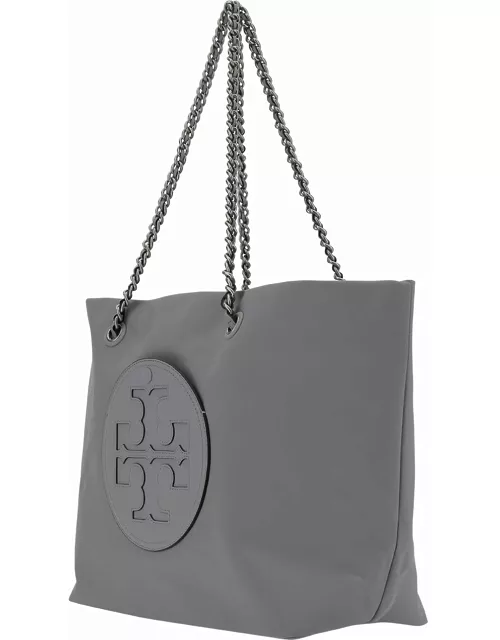 Tory Burch ella Grey Tote Bag With Logo Patch In Nylon Woman
