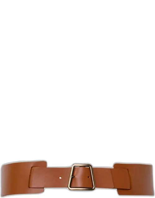 Trapezoid Buckle Leather Belt