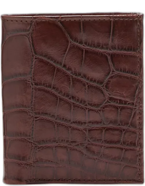 Men's Matte Alligator Leather Bifold Wallet w/ ID Window