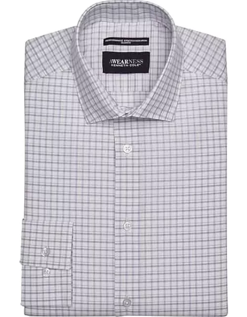 Awearness Kenneth Cole Men's Slim Fit Ultra Performance Stretch Double Grid Dress Shirt Lavender Check