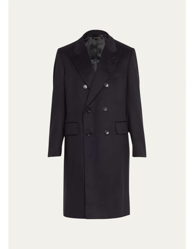 Men's Tailored Cashmere Double-Breasted Overcoat