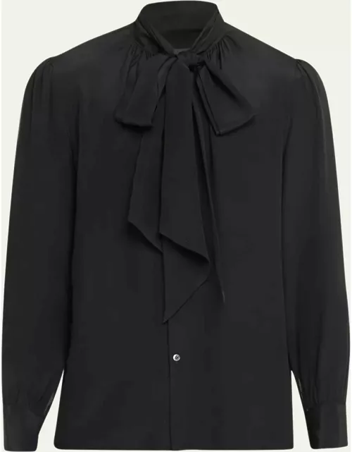 Men's Dress Shirt with Self-Tie Bow
