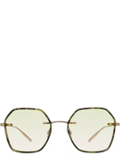 Rhonda Patterned Titanium & Acetate Square Sunglasse