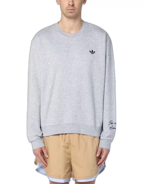 Grey cotton blend crew-neck sweatshirt
