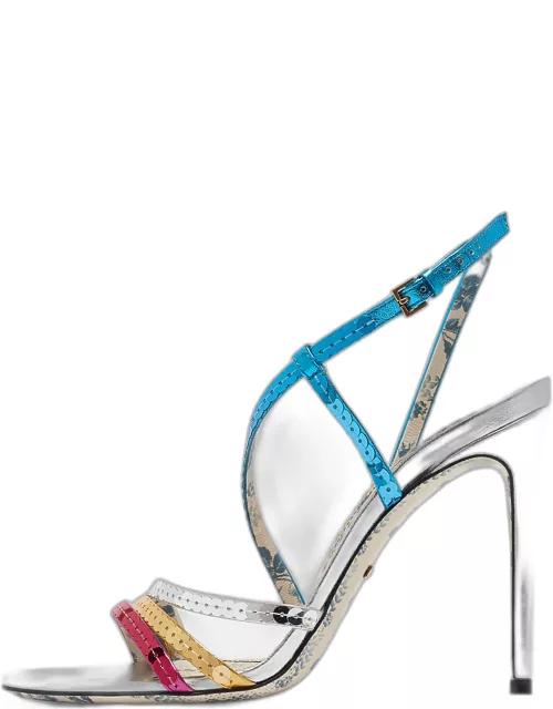 Gucci Multicolor Sequins and Leather Strappy Sandal