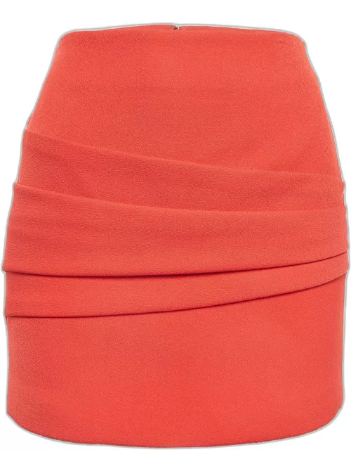 Maje Red Crepe Pleated Mini Skirt