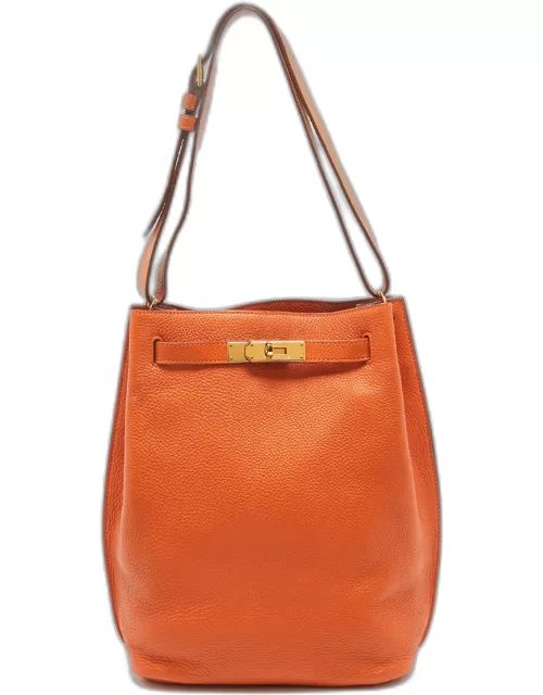 Hermes Orange Togo Leather So Kelly 22 Bag