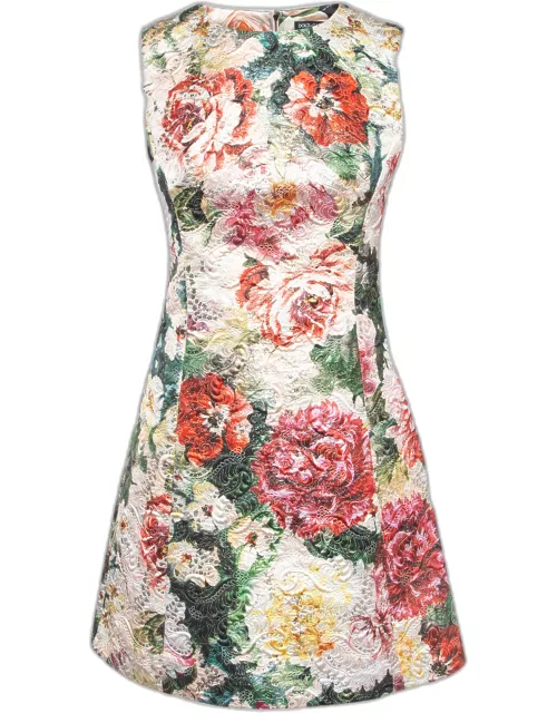 Dolce & Gabbana Multicolor Floral Jacquard Mini Sheath Dress