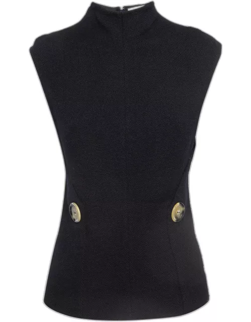 Victoria Beckham Black Wool Blend Knit Sleeveless Top