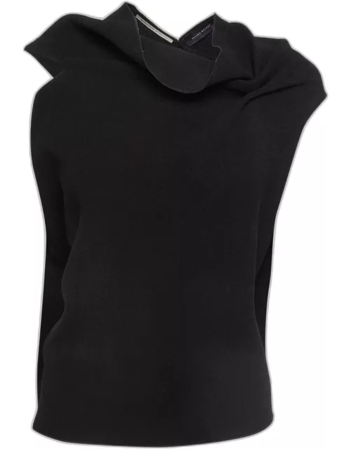 Roland Mouret Black Wool Asymmetric Draped Top
