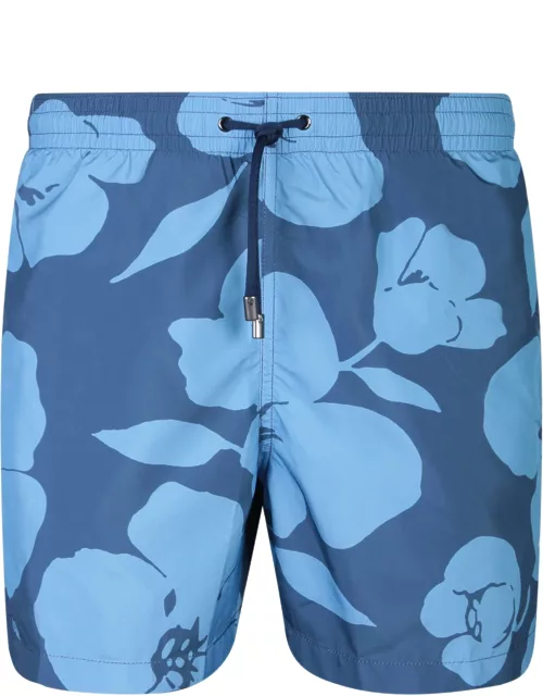 Canali Flowers Pattern Blue Swimsuit