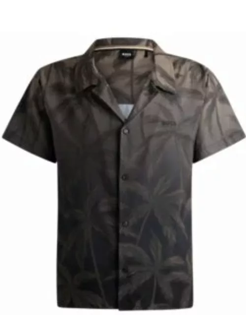 Beach shirt in quick-drying fabric with seasonal print- Khaki Men's Beach Top