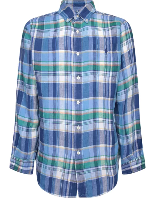 Polo Ralph Lauren Multicolor Blue Check Linen Shirt
