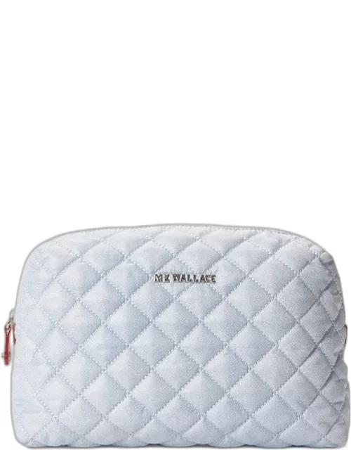 Mica Denim Quilted Cosmetic Bag