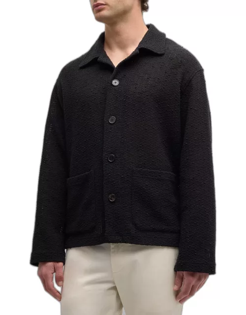 Men's Crochet Button-Front Jacket