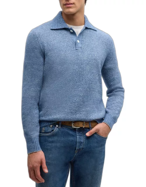 Men's Heathered Knit Polo Sweater