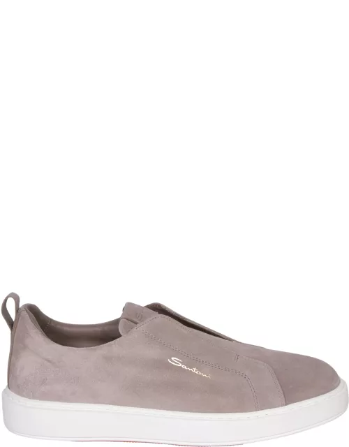 Santoni Victor Slip On Suede Sneakers In Grey