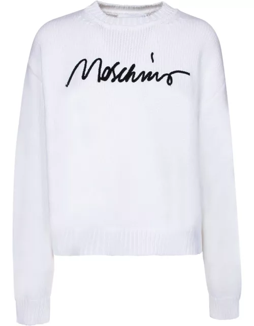 Moschino White Cotton Crewneck Sweater