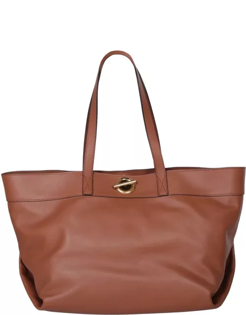 Moschino Brown Leather Shopper Bag