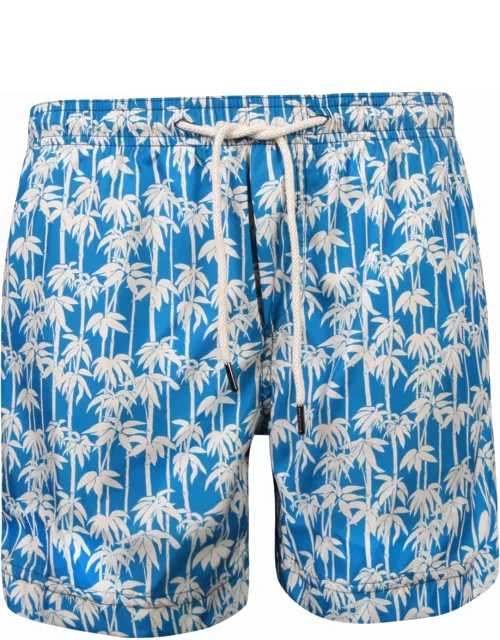 Peninsula Swimwear Palm Patterned Swim Shorts Blue/light Blue